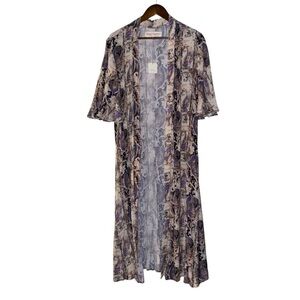 Free People Longline Print Duster Drop Sleeve Boho Festive NEW Women‎ Large